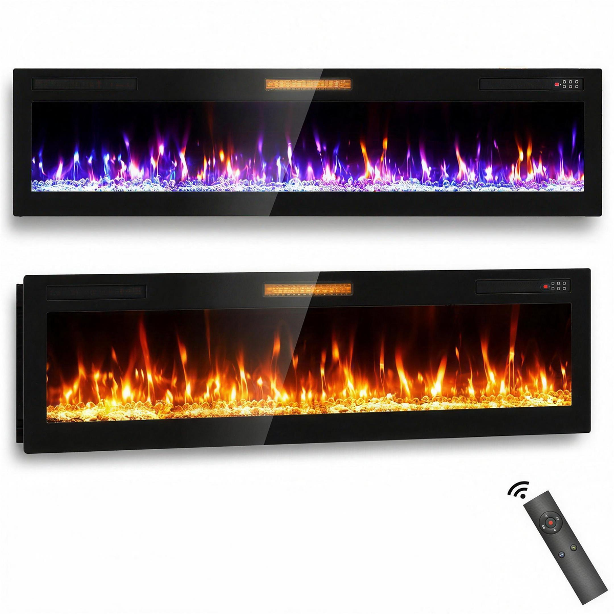 72" Ultra Thin Electric Fireplace Wall Mounted, Slim Fireplace Insert, Wall Fireplace for Living Room/Bedroom w/Touch