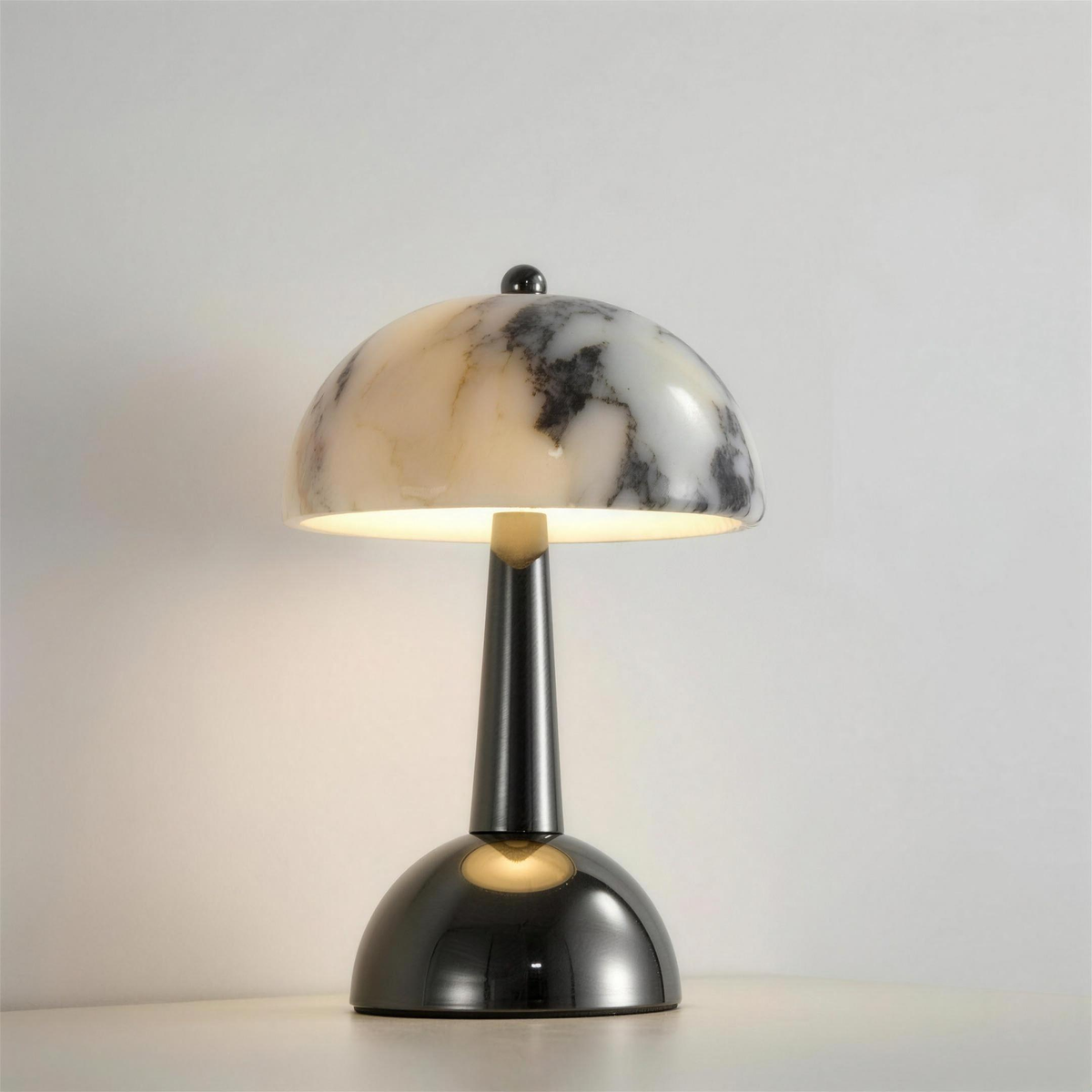 New Style LED Night Light Natural Marble Black Metal Charge Touch Switch Art Deco Atmosphere Lamp For Bedroom Parlor