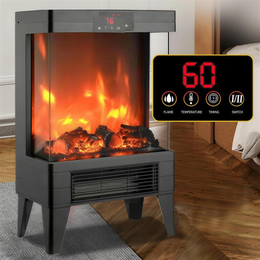 Freestanding 3D Flame Electric Fireplace Heater, Smokeless Indoor Fireplace Stove with Fast Heating Fan