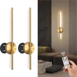 Rechargeable Magnetic Wall Lamp in Black & Gold, Cordless LED Sconce for Bedroom, Hallway & Stairwell