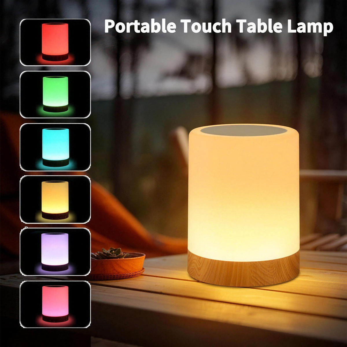 Portable USB Rechargeable Bedside Lamp, Warm LED Night Light for Bedroom & Nursery