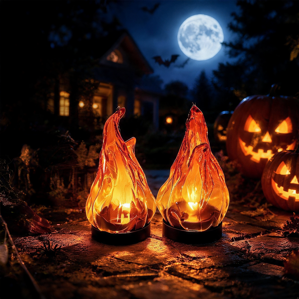 USB rechargeable hanging flame lantern for camping and patio