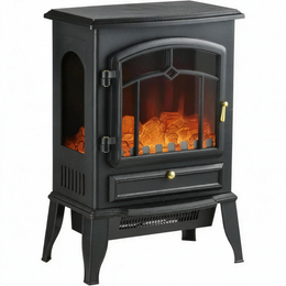 Electric Fireplace Stove, 22" Freestanding Fireplace Heater with 3-Sided Realistic Flame