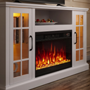 Close-up of the firebox and flame on the 45 Inch Electric Fireplace TV Stand, Modern Media Console Entertainment Center, Storage Cabinets, Adjustable LED Flame for Living Rooms