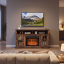 TV Stand for TVs Up to 65 Inch, Electric Fireplace TV Console w/Remote Control, Overheat Protection viewed across a furnished room, showing its scale against the wall