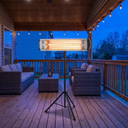 Far-Infrared Wall-Mounted Outdoor Heater, Waterproof Electric Heater for Patio, Restaurant & Covered Areas viewed across a furnished room, showing its scale against the wall