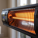 Close-up of the heating element and housing on the Wall Mounted Quartz Infrared Patio Heater with Remote Control, IP65 Outdoor Electric Radiant Heater