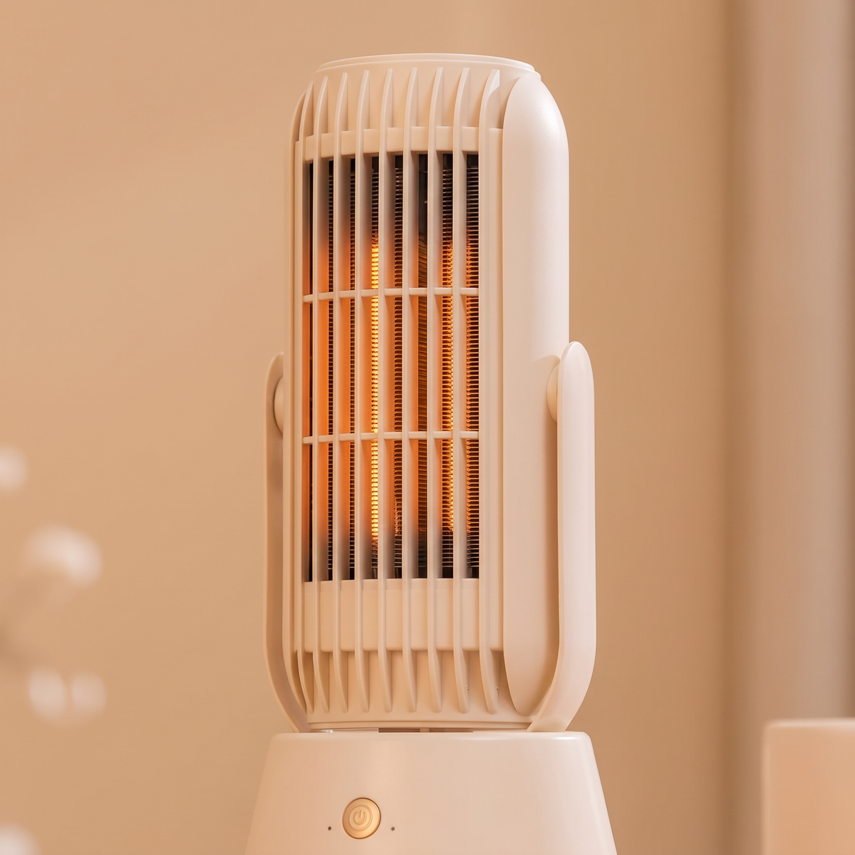 Close-up of the heating element and housing on the Portable Electric Space Heater, Thermostat, PTC Ceramic Heating, Overheat Protection for Desks, Bedrooms and Home Offices