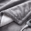 Close-up of the fabric texture and controller on the Electric Heated Throw Blanket, 5 Heat Levels, Soft Flannel Sherpa, Auto Shut-Off and Overheat Protection for Sofa and Bed