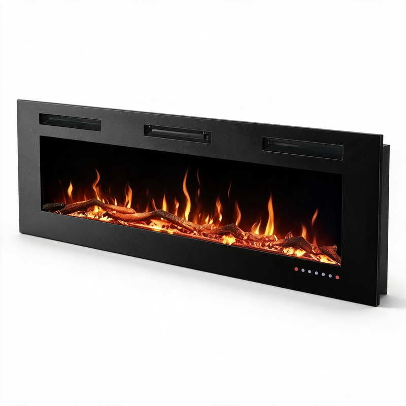 60 Inch Electric Fireplace Insert, Recessed or Wall Mounted LED Flame Firebox for Living Rooms, Bedrooms, Apartments and Home Offices