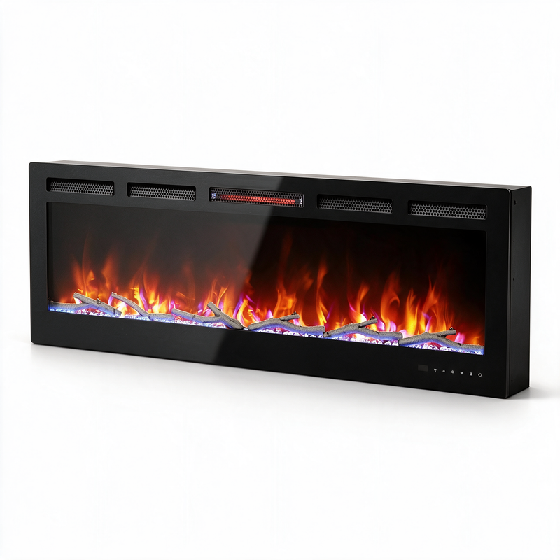 60 Inch Smart Infrared Electric Fireplace with Crackling Sound, WiFi Recessed Fireplace with Realistic Flame & 1500W Heater