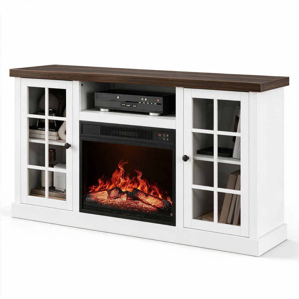 Electric Fireplace TV Stand, Modern Media Console Entertainment Center, Storage Cabinets for Living Rooms