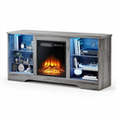 58 Inch Electric Fireplace TV Stand for TVs up to 65 Inch, Modern Media Console Entertainment Center, Adjustable LED Flame for Living Rooms